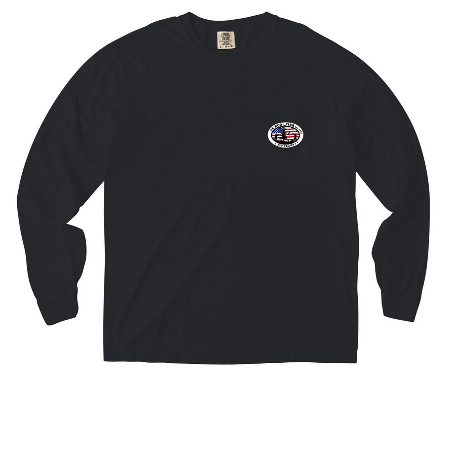 YK Rod Club, a Black Comfort Colors Long Sleeve Pocket Tee