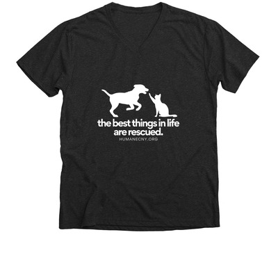 The Best Things In Life Are Rescued Shirt, a Dark Grey Heather Premium V-Neck Tee