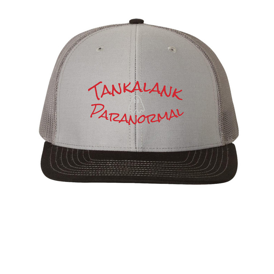 Tank truckers hat, a Grey/ Charcoal/ Black Printed Snapback Trucker Cap