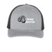 Warrior Caps!, a Heather Grey/ Black Printed Five-Panel Trucker Cap