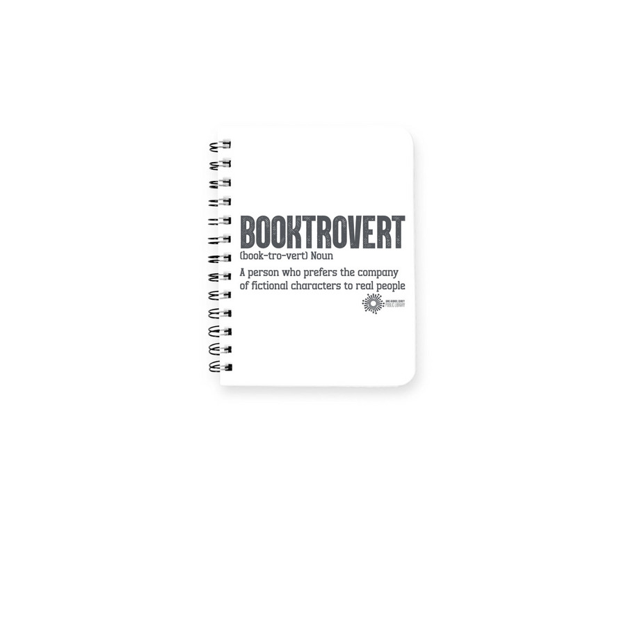 "Library Love" Booktrovert Notebook, a White Spiral Notebook