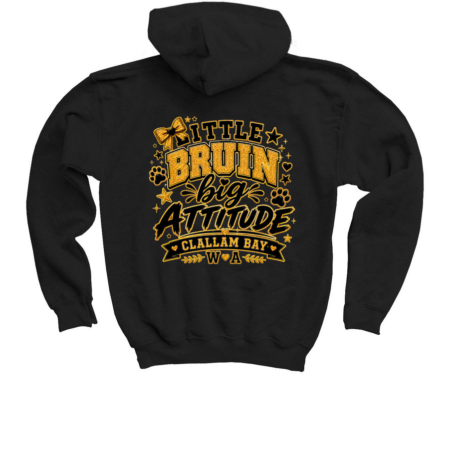 Little Bruin, BIG Attitude!, a Black Youth Pullover Hoodie (back-view)
