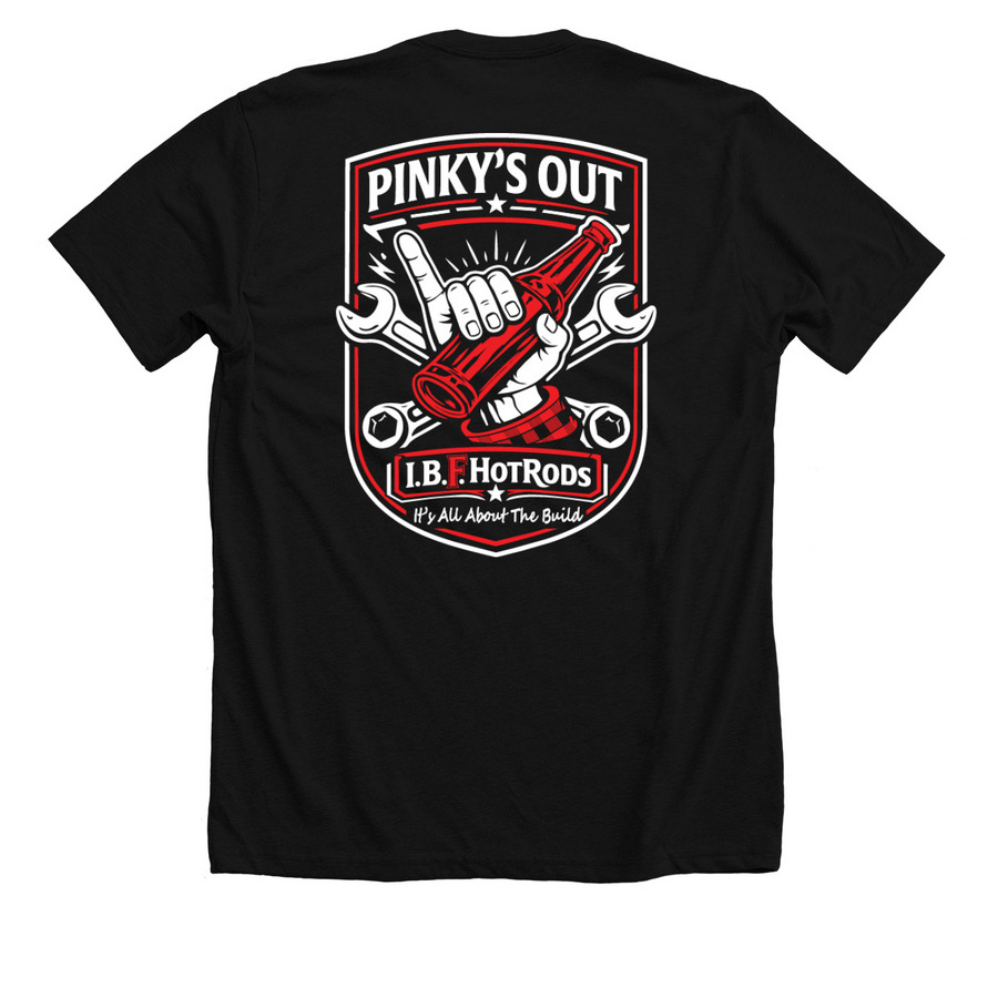 Pinky's Out Shirts, a Solid Black Blend Premium Unisex Tee (back-view)