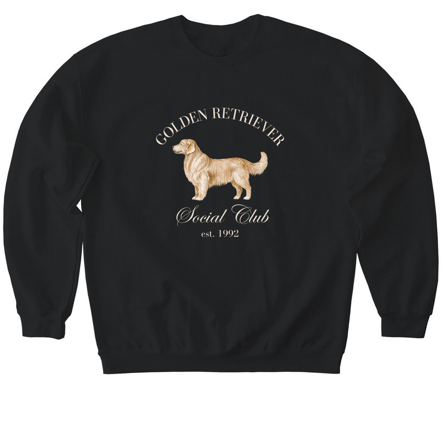Golden Retriever Social Club Crewneck, a Black Softstyle Crewneck Sweatshirt