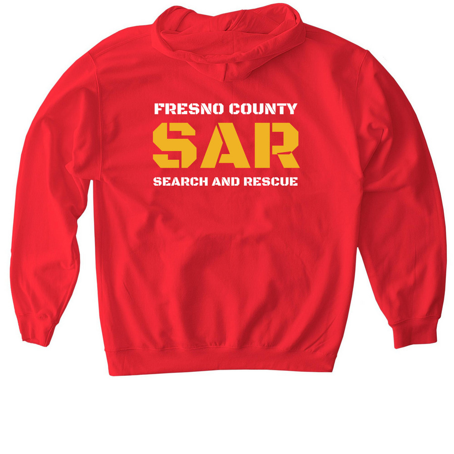 SAR, a Red Gildan Softstyle Pullover Hoodie (back-view)