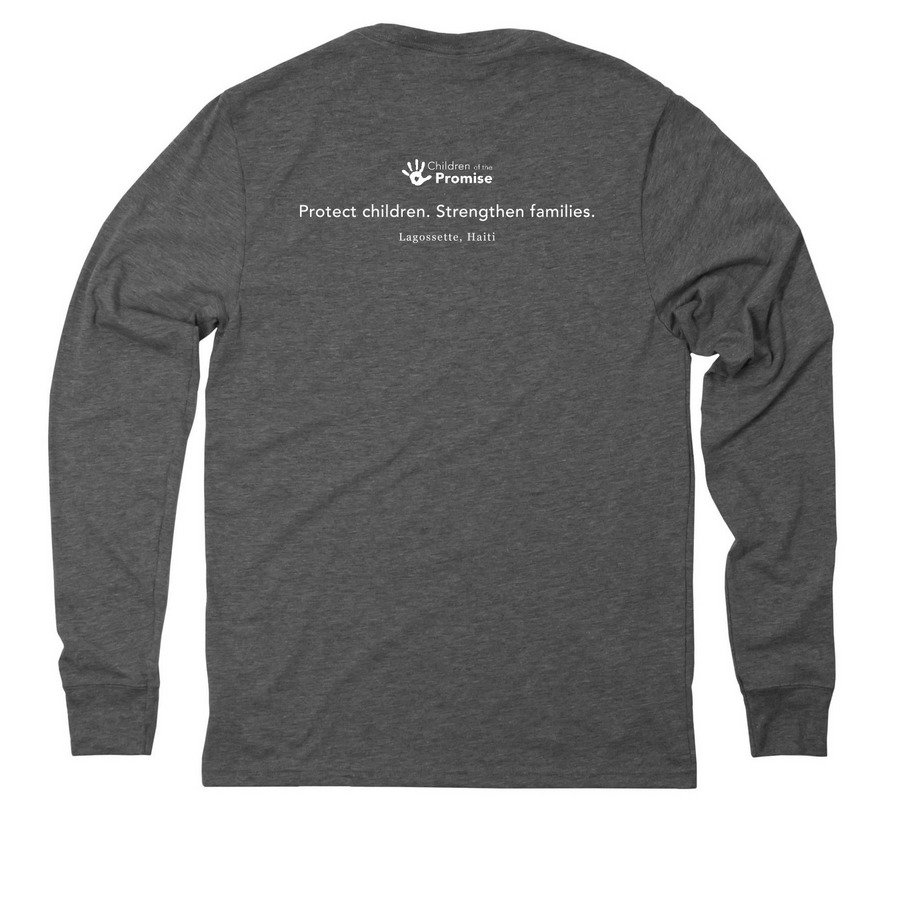 COTP Handprint Long Sleeve, a Aluminum Grey Allmade Eco Triblend Long Sleeve Tee (back-view)