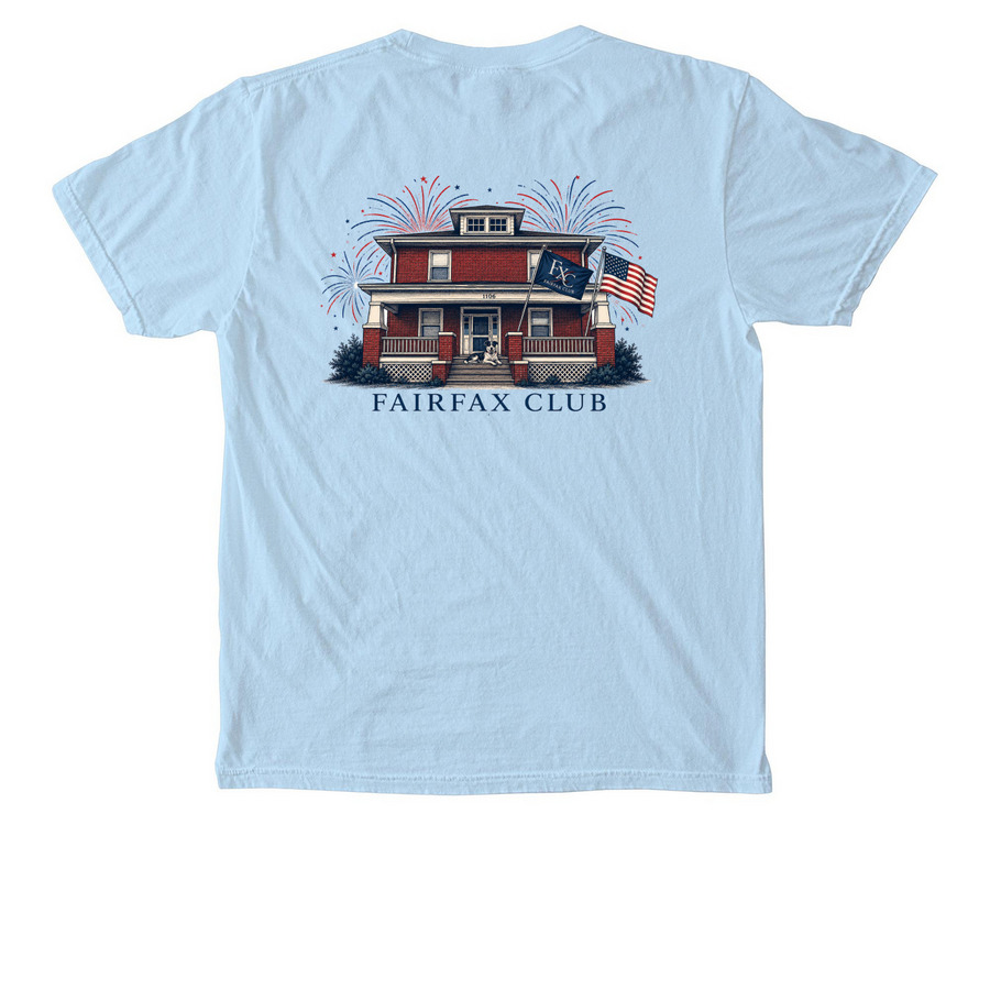 4th of July Graphic Shirts, a Chambray Comfort Colors Pocket Tee (back-view)