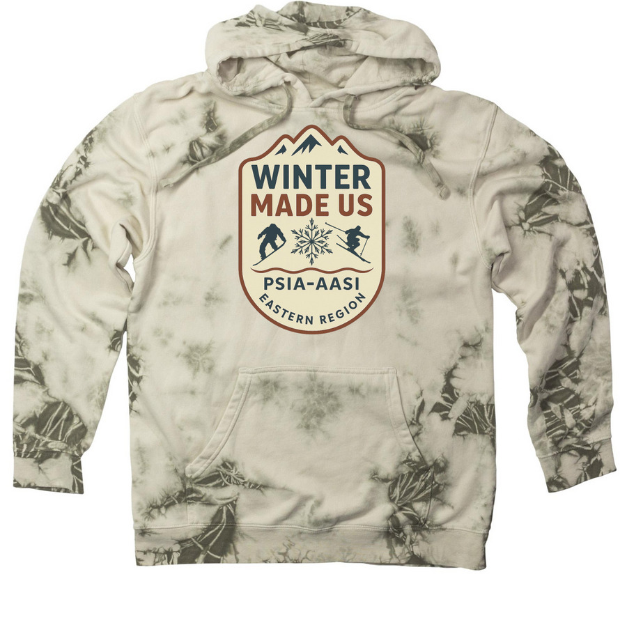 2025 Design Winner (image on front), a Olive Tie Dyed Pullover Hoodie