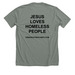 UO Black Logo/Jesus Loves on Back, a Deep Heather Premium Unisex Tee (back-view)