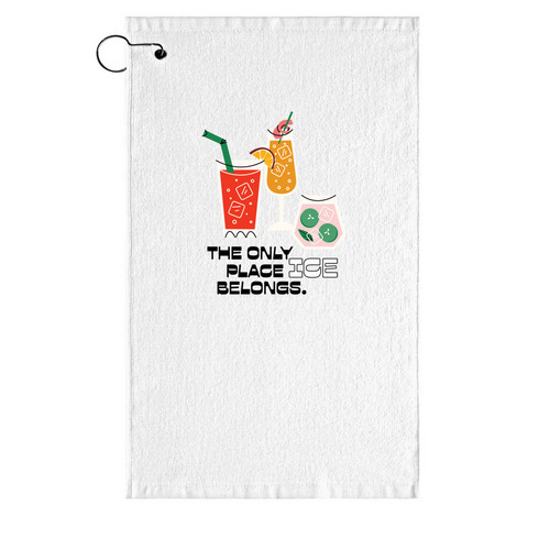 LUPEC's Only Place ICE Belongs Bar/Golf Towel, a White Golf Towel