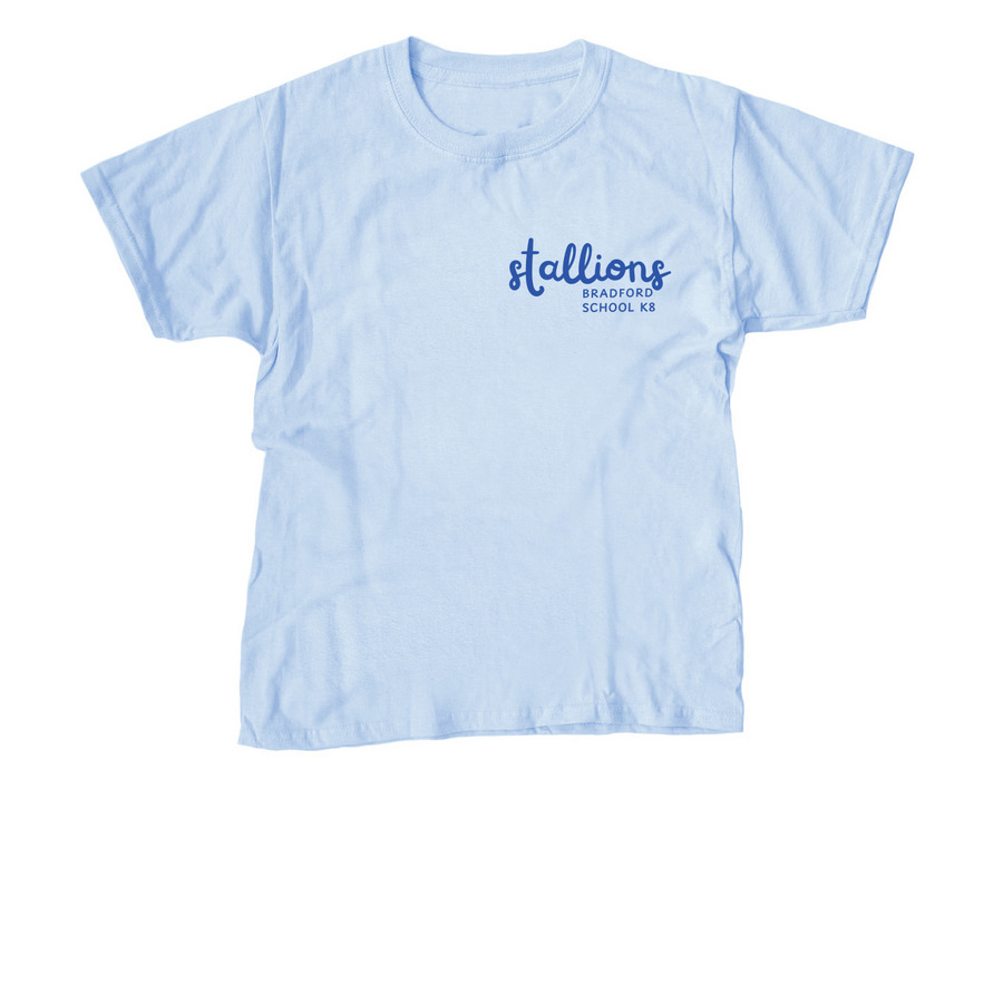 Stallions Pocket Logo, a Light Blue Youth Unisex Tee