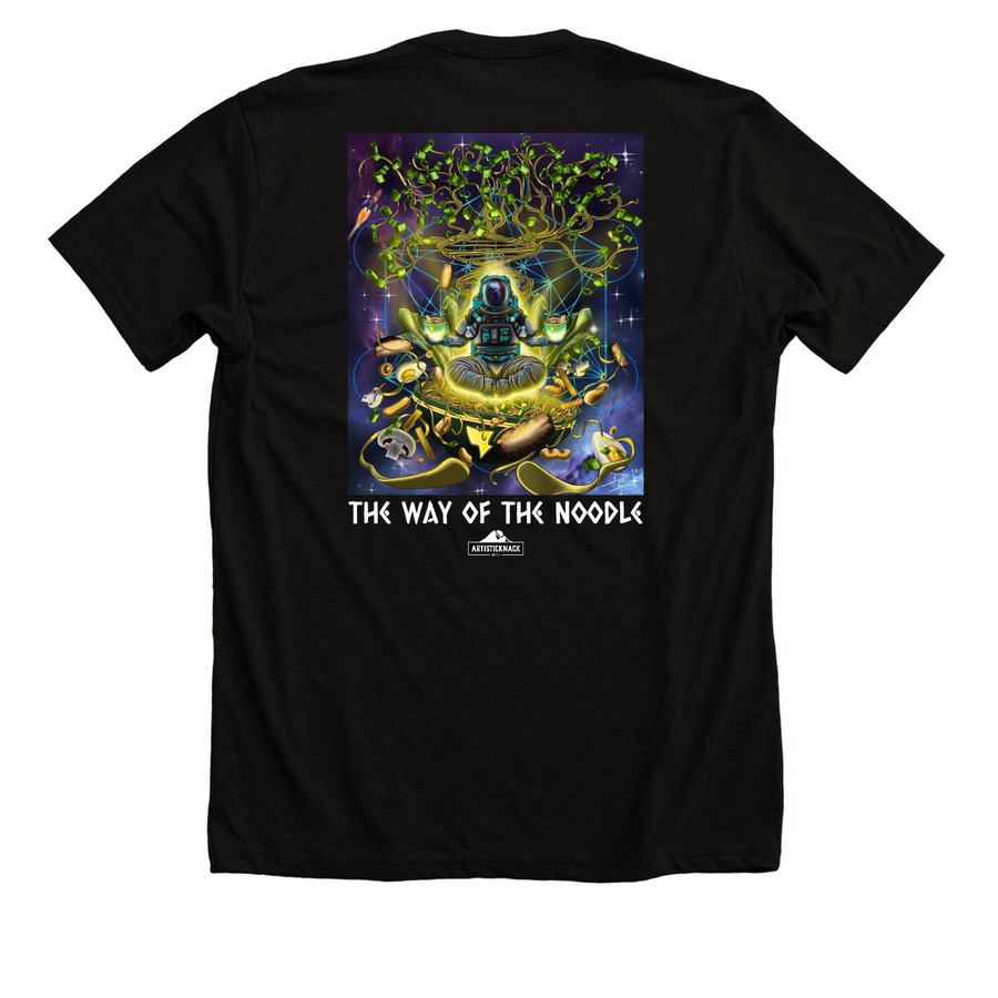 SendNoods - The Way of the Noodle, a Solid Black Blend Premium Unisex Tee (back-view)