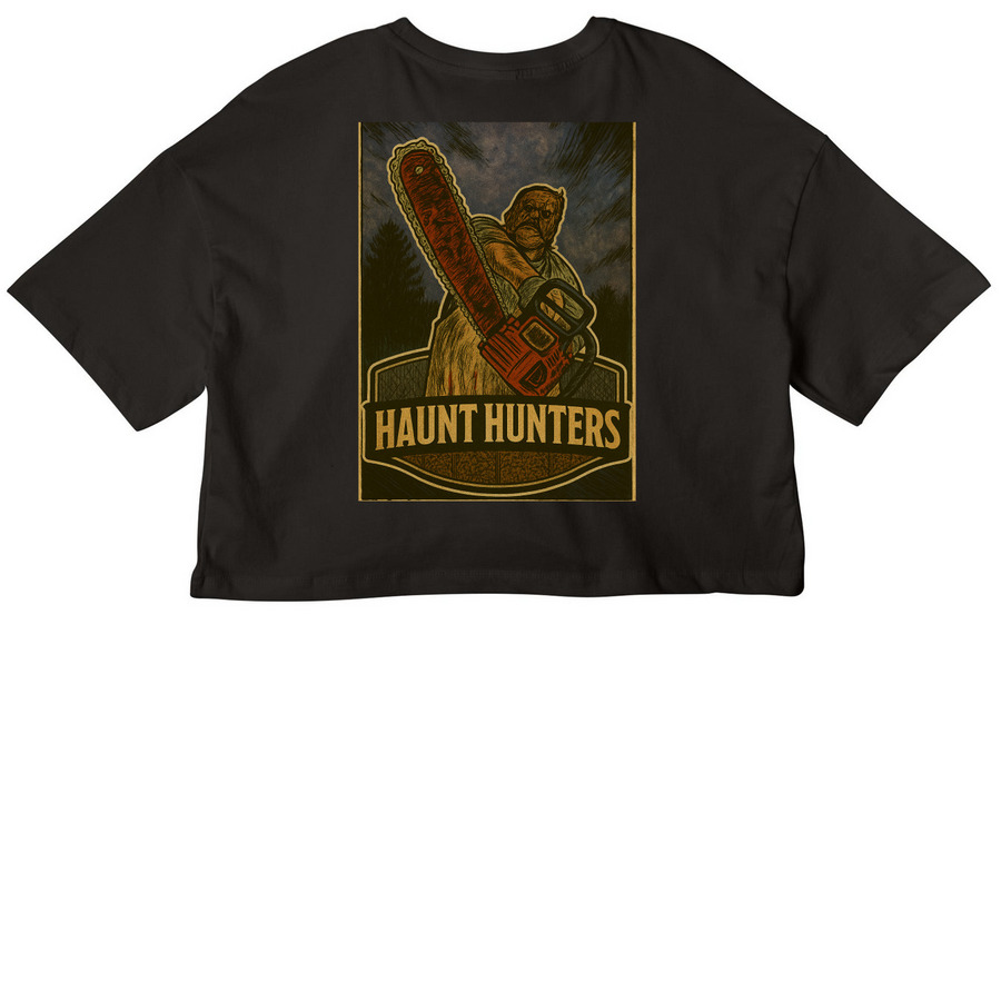 O.G. Haunt hunters merch, a Black Women?s Cropped Cotton Tee (back-view)