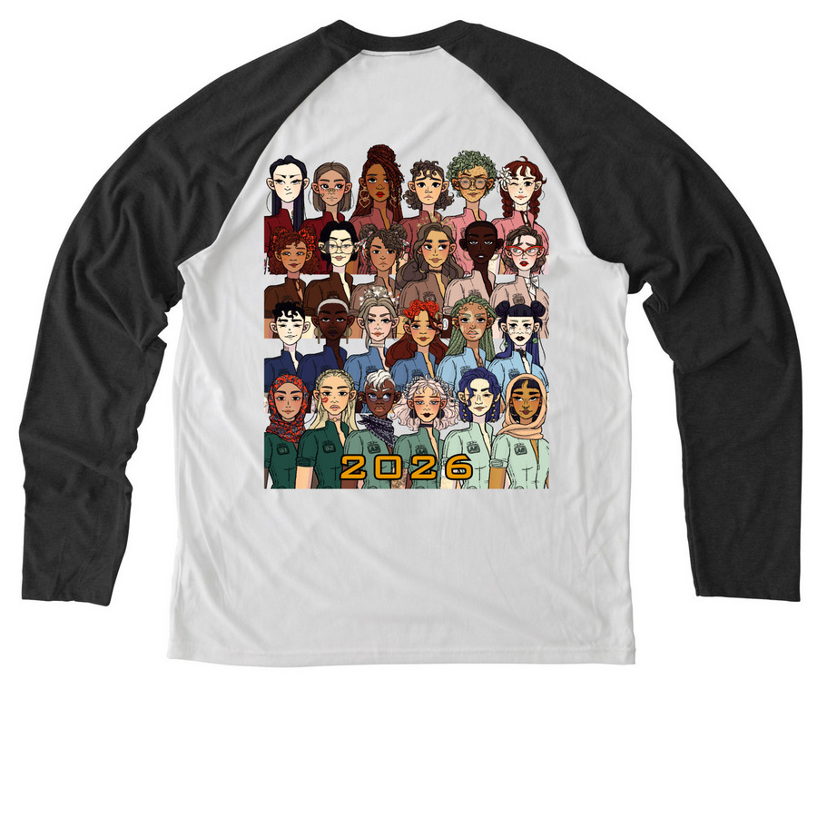 All Tributes SotR 2026, a Space Black/ Bright White Allmade Eco Triblend Colorblock Raglan Long Sleeve Tee (back-view)