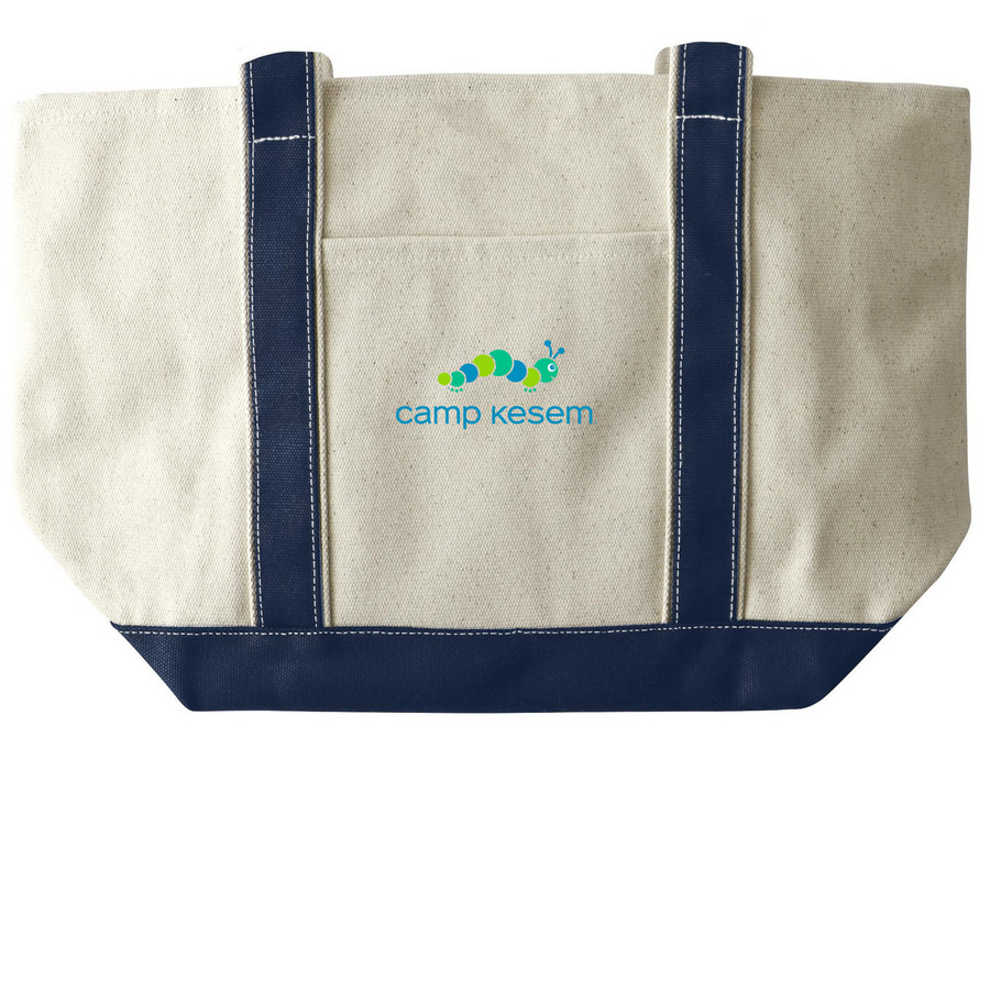 Camp Kesem Tote Bag, a Natural/Navy Large Two-Tone Canvas Tote Bag
