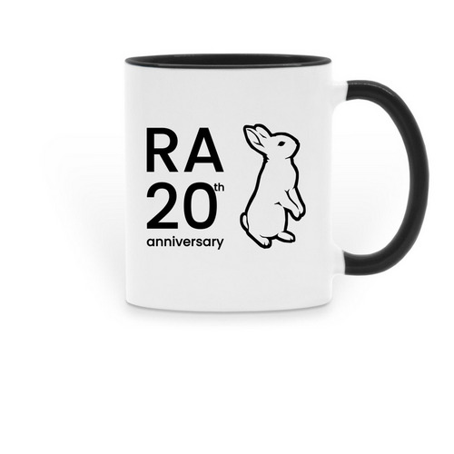Rabbit Advocates 20th Anniversary Mug, a Black Two-Tone Ceramic Mug