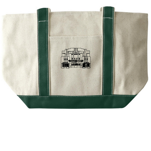 Uptown Theater Tote Bag, a Natural/Forest Large Two-Tone Canvas Tote Bag