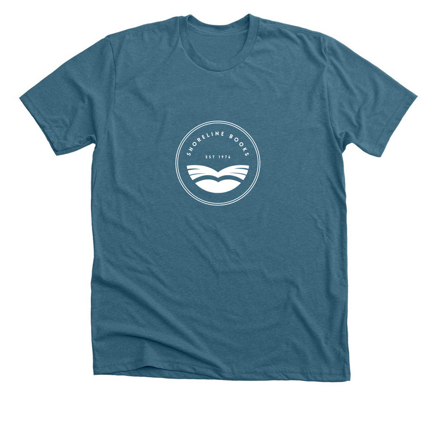 Shoreline Books, a Heather Deep Teal Premium Unisex Tee