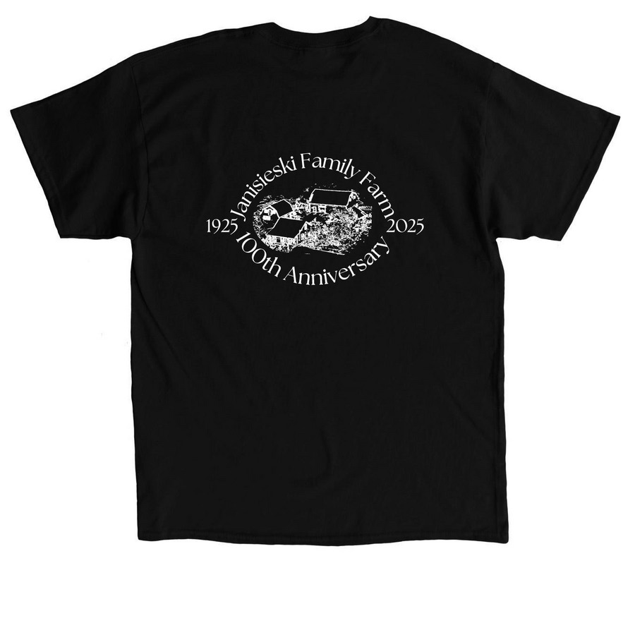 Janisieski 100th Anniversary, a Black Classic Unisex Tee (back-view)