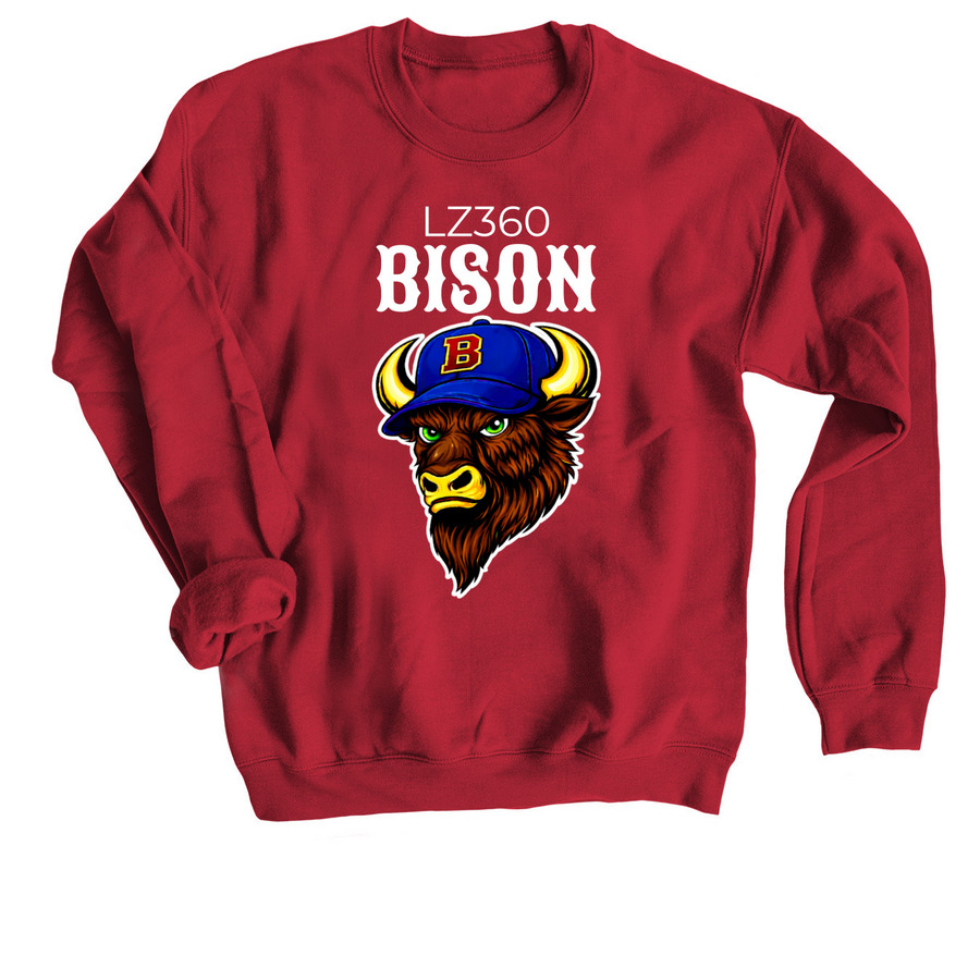 Bison Shirt 7, a Cardinal Red Crewneck Sweatshirt
