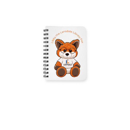 Libby the Lansdale Library Fox Notebook, a White Spiral Notebook