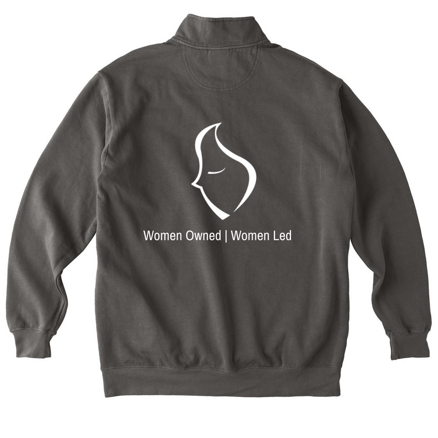 The Signature ANEW Crew, a Pepper Comfort Colors Quarter Zip Pullover (back-view)