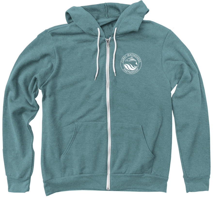 CWP Single Color Logo Sweatshirts, a Heather Deep Teal Zip Up Hoodie