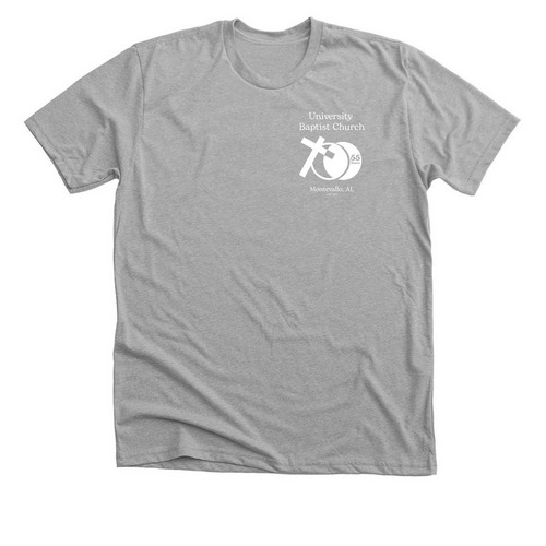 UBC 55th Anniversary T-Shirt, a Athletic Heather Premium Unisex Tee