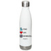 Peace, Love, Informatics, a White Stainless Steel Water Bottle