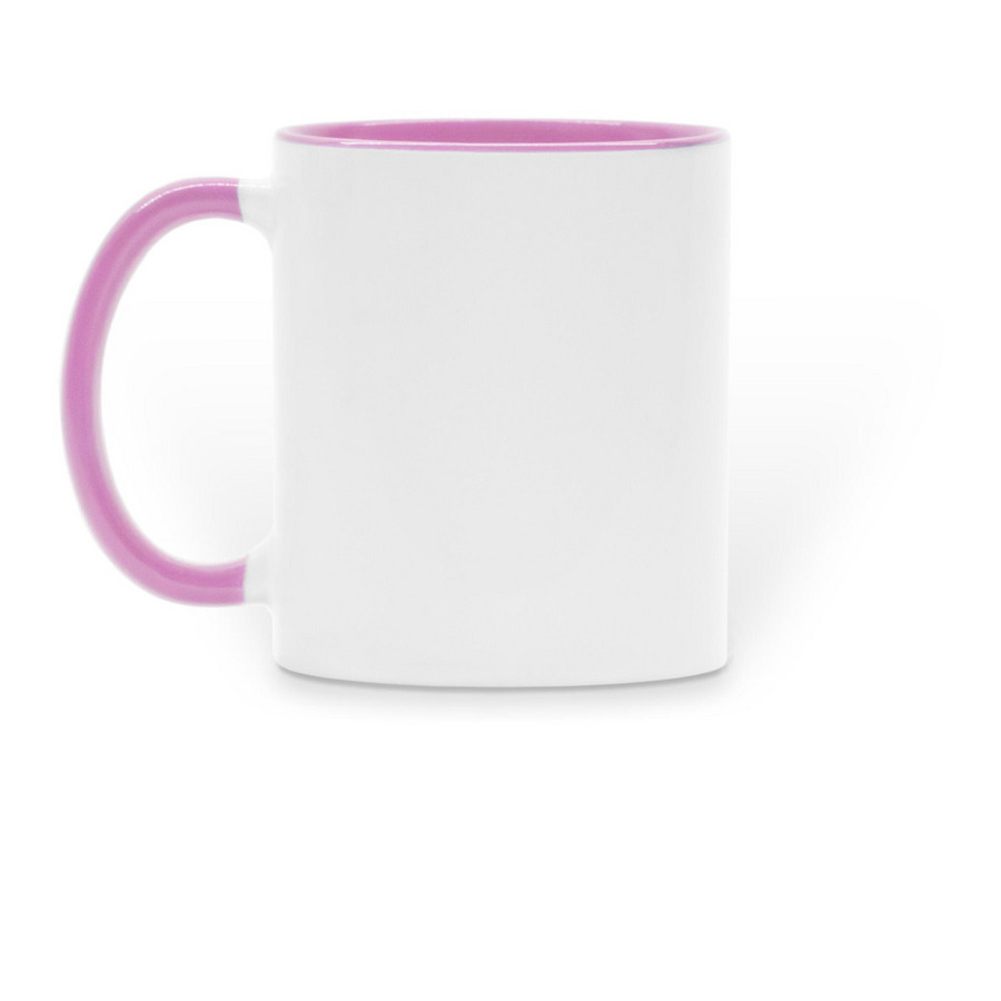 Buttons and Stitch Mugs, a Pink Two-Tone Ceramic Mug (back-view)