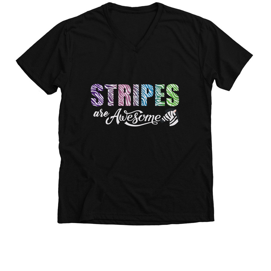 Stripes Are Awesome Dark T's, a Solid Black Blend Premium V-Neck Tee