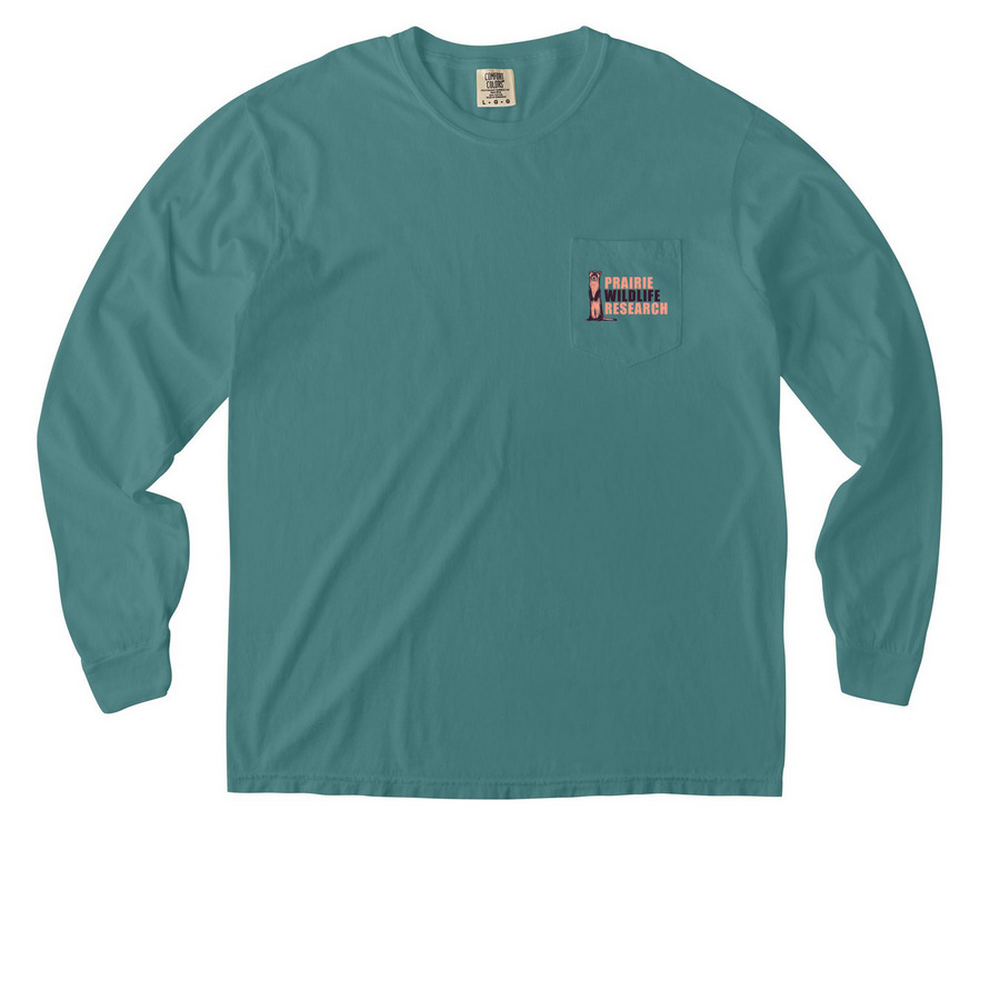 PWR Black-footed Ferret Pocket Tee, a Seafoam Comfort Colors Long Sleeve Pocket Tee