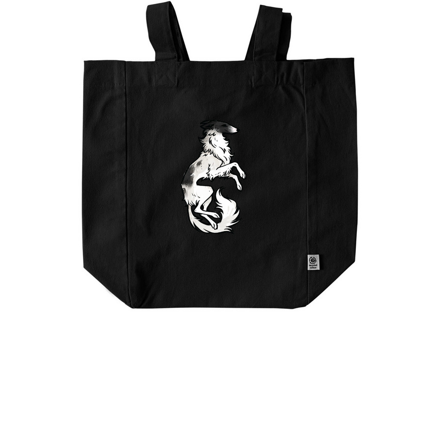 Simple Silken Tote: Black and White, a Black Recycled Cotton Tote Bag
