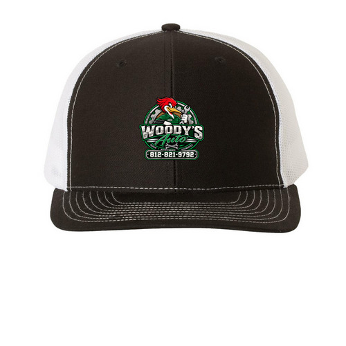 Woody?s Hats&nbsp;, a Black/ White Printed Snapback Trucker Cap