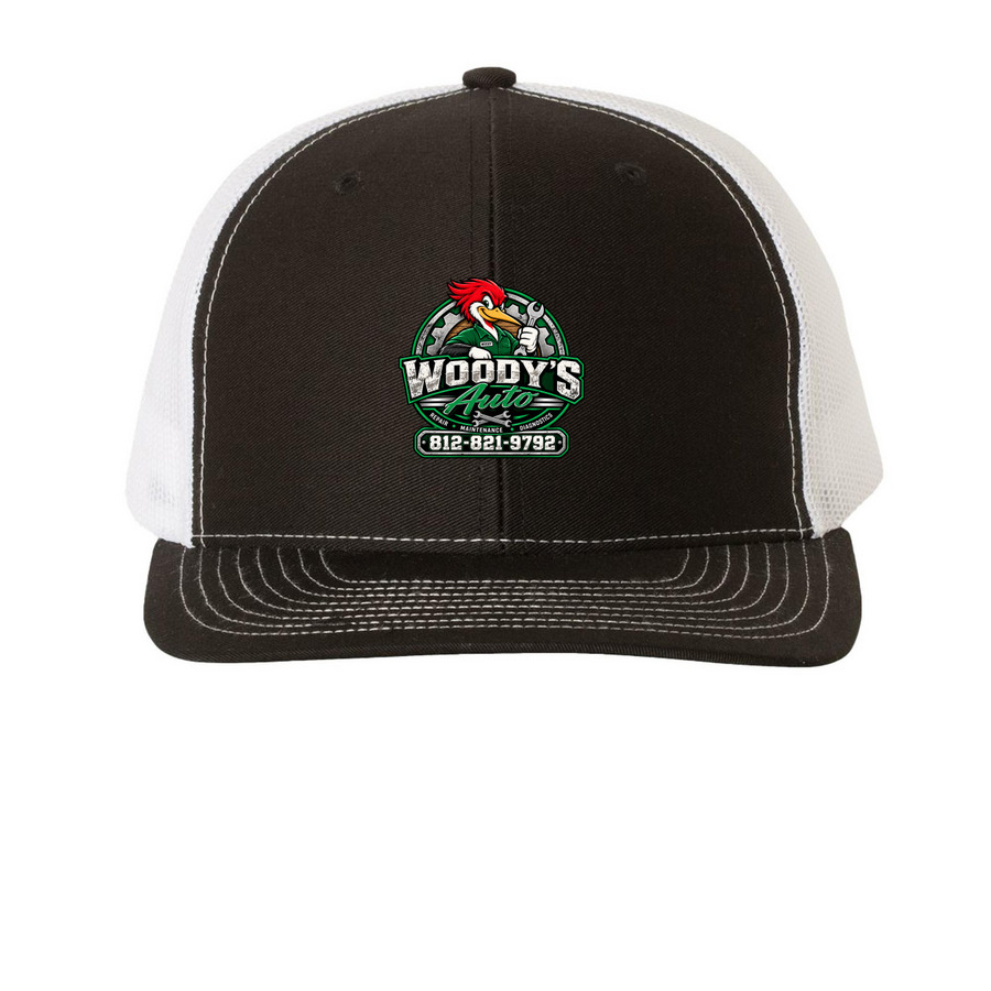 Woody?s Hats&nbsp;, a Black/ White Printed Snapback Trucker Cap