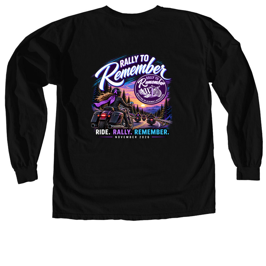 Rally to Remember!, a Black Comfort Colors Long Sleeve Tee (back-view)