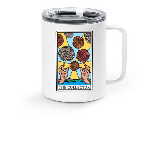 The Collector Tarot Travel Mug!, a White Stainless Steel Travel Mug