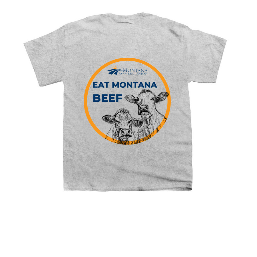 Eat Montana Beef, a Sport Grey Youth Unisex Tee (back-view)