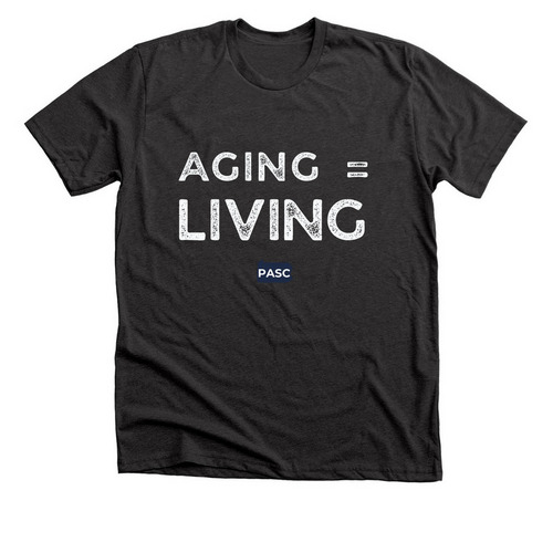 Aging = Living, a Dark Grey Heather Premium Unisex Tee