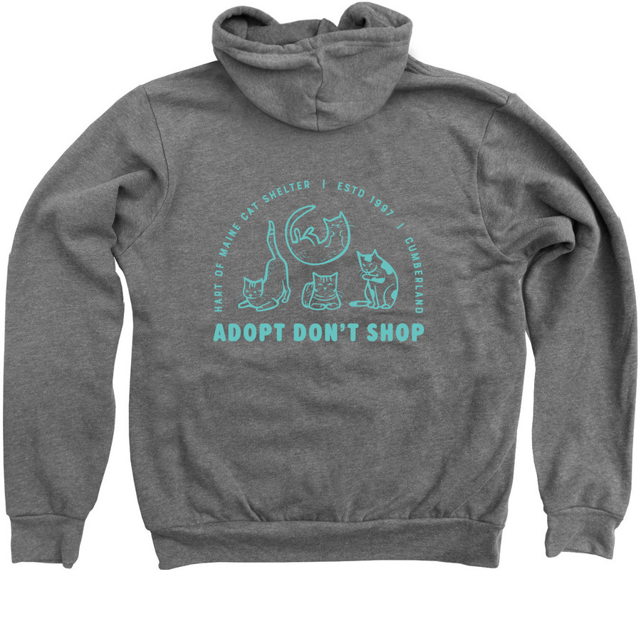 HART Adopt Don't Shop, a Deep Heather Zip Up Hoodie (back-view)