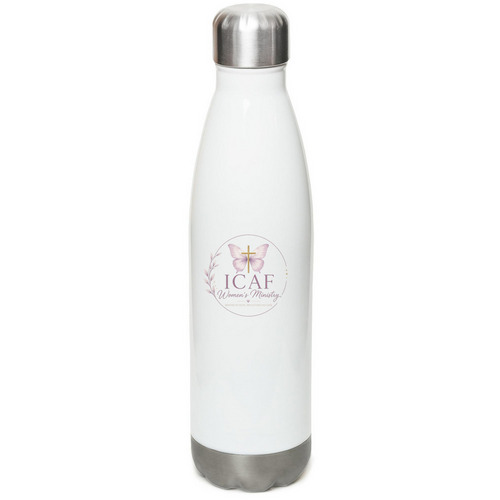 ICAF Women's Water Bottle, a White Stainless Steel Water Bottle