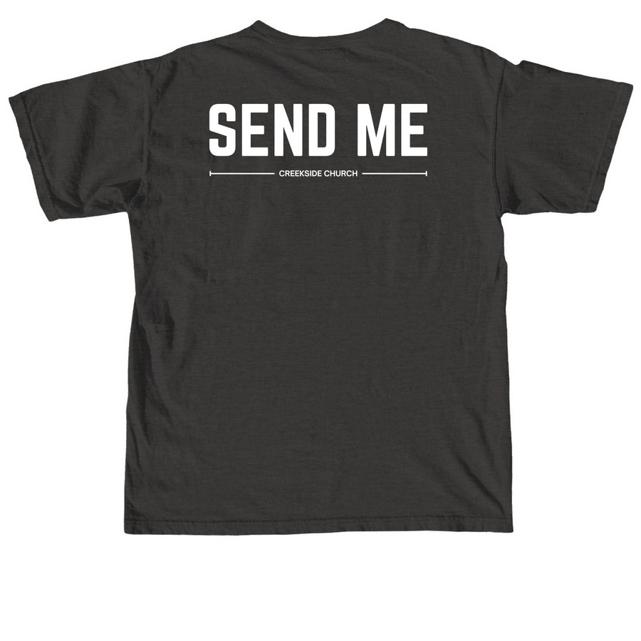 HERE I AM Line, a Pepper Comfort Colors Unisex Tee (back-view)