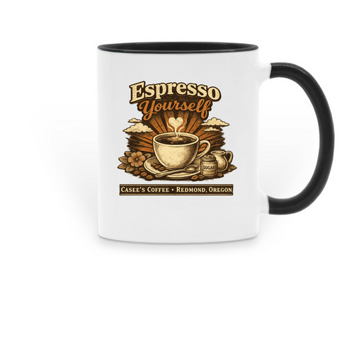 Espresso Yourself Two Tone Coffee Mug, a Black Two-Tone Ceramic Mug