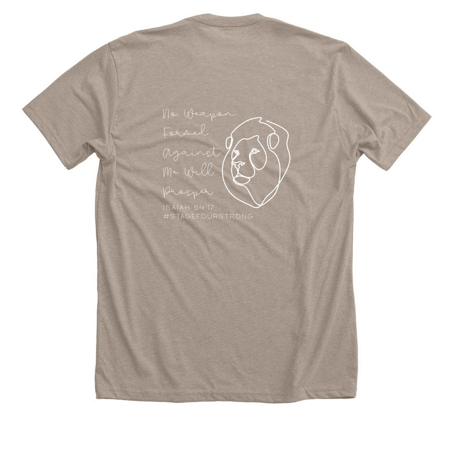 No Weapon Formed Against Me Will Prosper&nbsp;, a Heather Stone Premium Unisex Tee (back-view)