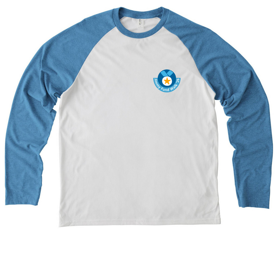 Jimmy Fund Walk 2026, a Azure Blue/ Bright White Allmade Eco Triblend Colorblock Raglan Long Sleeve Tee