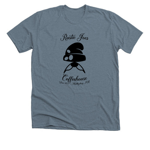 "Sip, Savor, Support ? Rustic Joe?s, a Heather Blue Storm Premium Unisex Tee