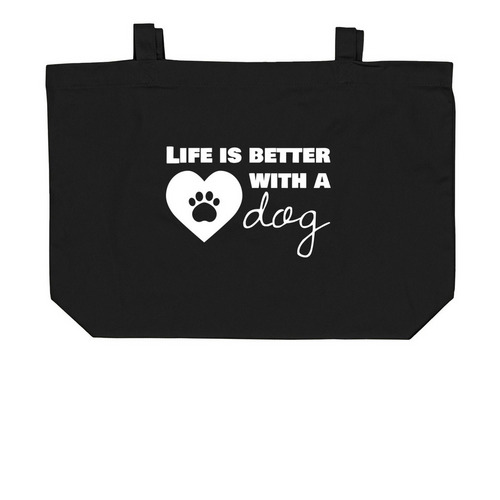 Paws 4 Delaney Tote, a Black Large Organic Cotton Tote Bag