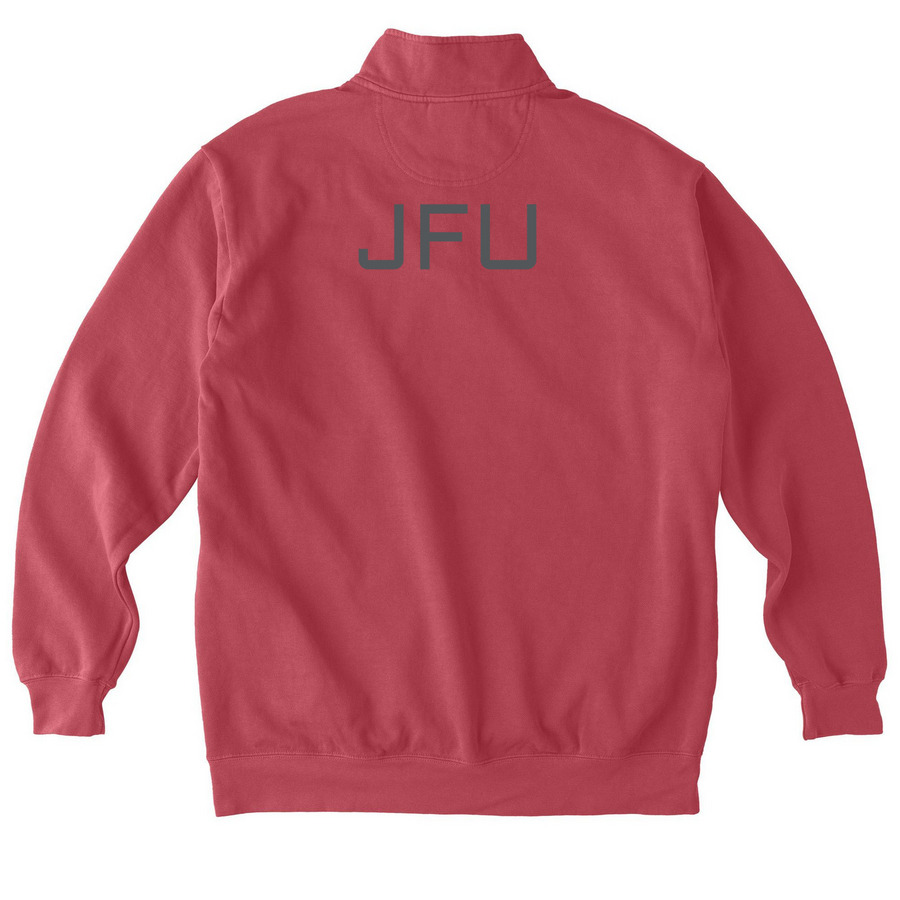 FRSN / JFU Tees and Sweatshirts, a Crimson Comfort Colors Quarter Zip Pullover (back-view)
