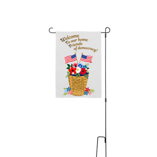 Patriotic Flowers yard flag&nbsp;, a White 12" x 18" Yard Flag with Stake