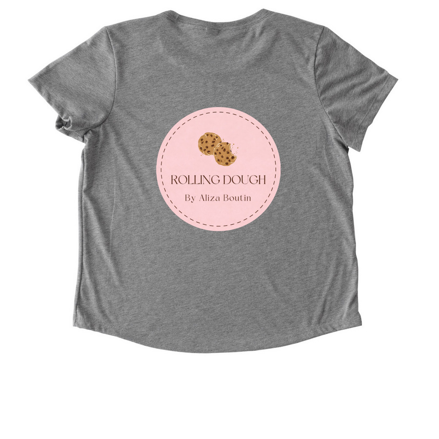 Rolling Dough Merch&nbsp;, a Aluminum Grey Allmade Eco Triblend Women?s Scoop Neck Tee (back-view)